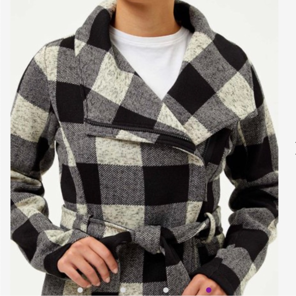 # 103  NEW Steve Madden Black and Gray Plaid Teddy Jacket